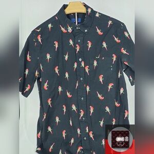 GEORGE Classic Fit Casual Button Down/ Tropical Parrot All Over Print
